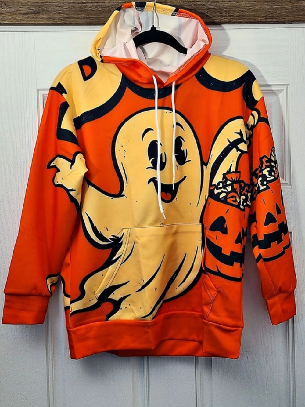 Pumpkin Ghost Graphic Hoodie NWT